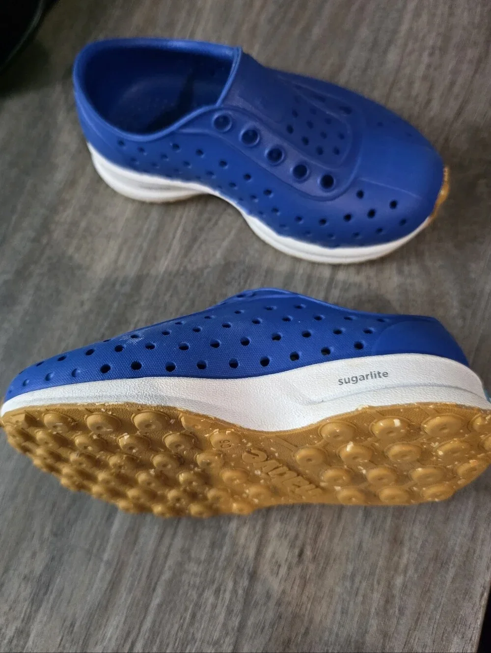 Native Shoes Robbie Sugarlite sneakers in the Victoria Blue colorway: Size C6